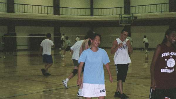 Playing pickup ball with some ladies